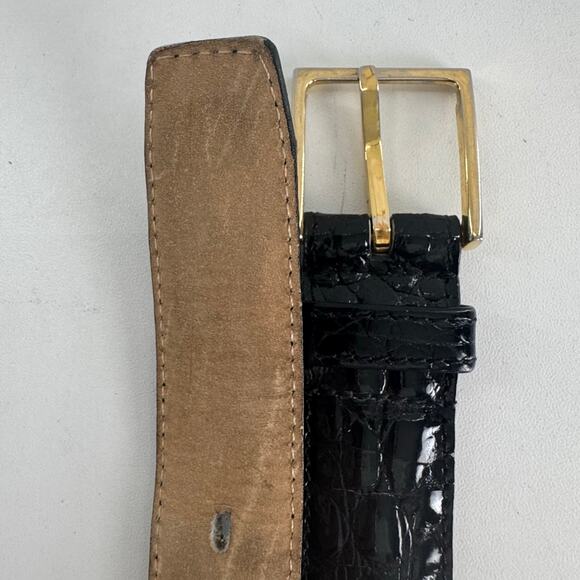 Vtg PARIS Black Womens Belt Genuine Crocodile Medium Measures 29-33” - Picture 3 of 9